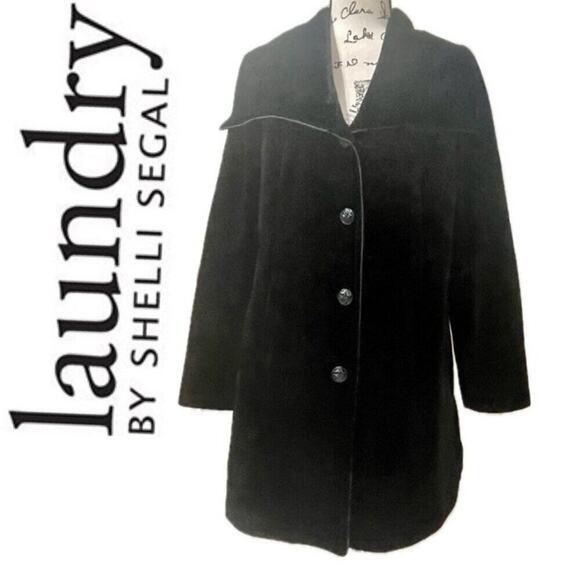 Laundryby Shelli segal Jackets & Blazers - LAUNDRY BY SHELLI SEGAL COAT VELVET BLACK SZ LARGE SOPHISTICATED LUXURY CORE